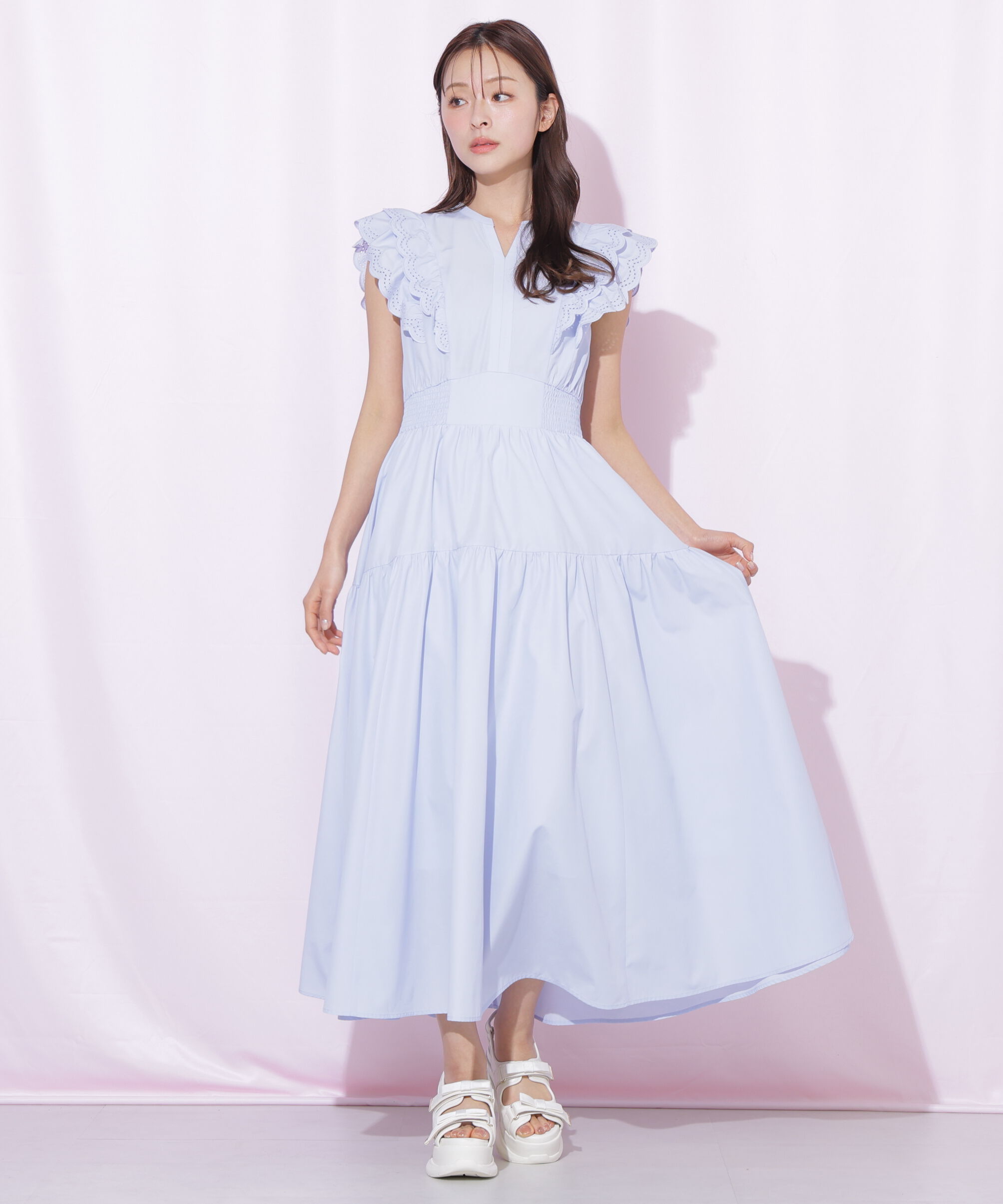  「カットワークカラーワンピース」|ワンピース|