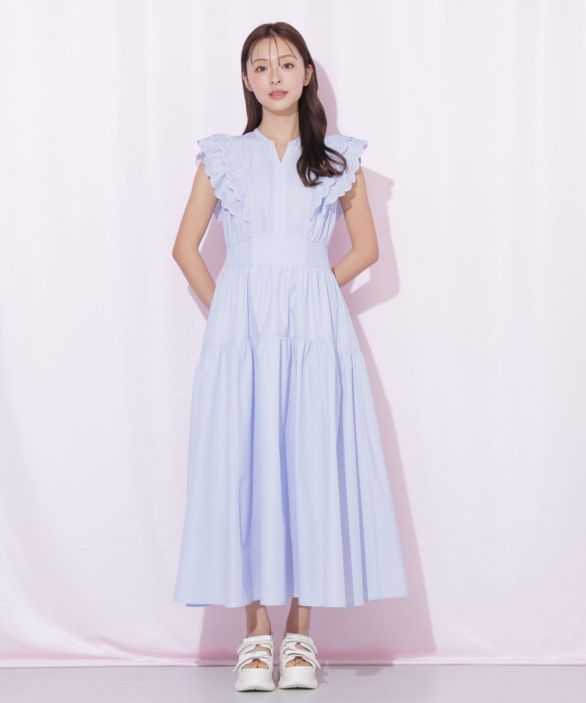  「カットワークカラーワンピース」|ワンピース|