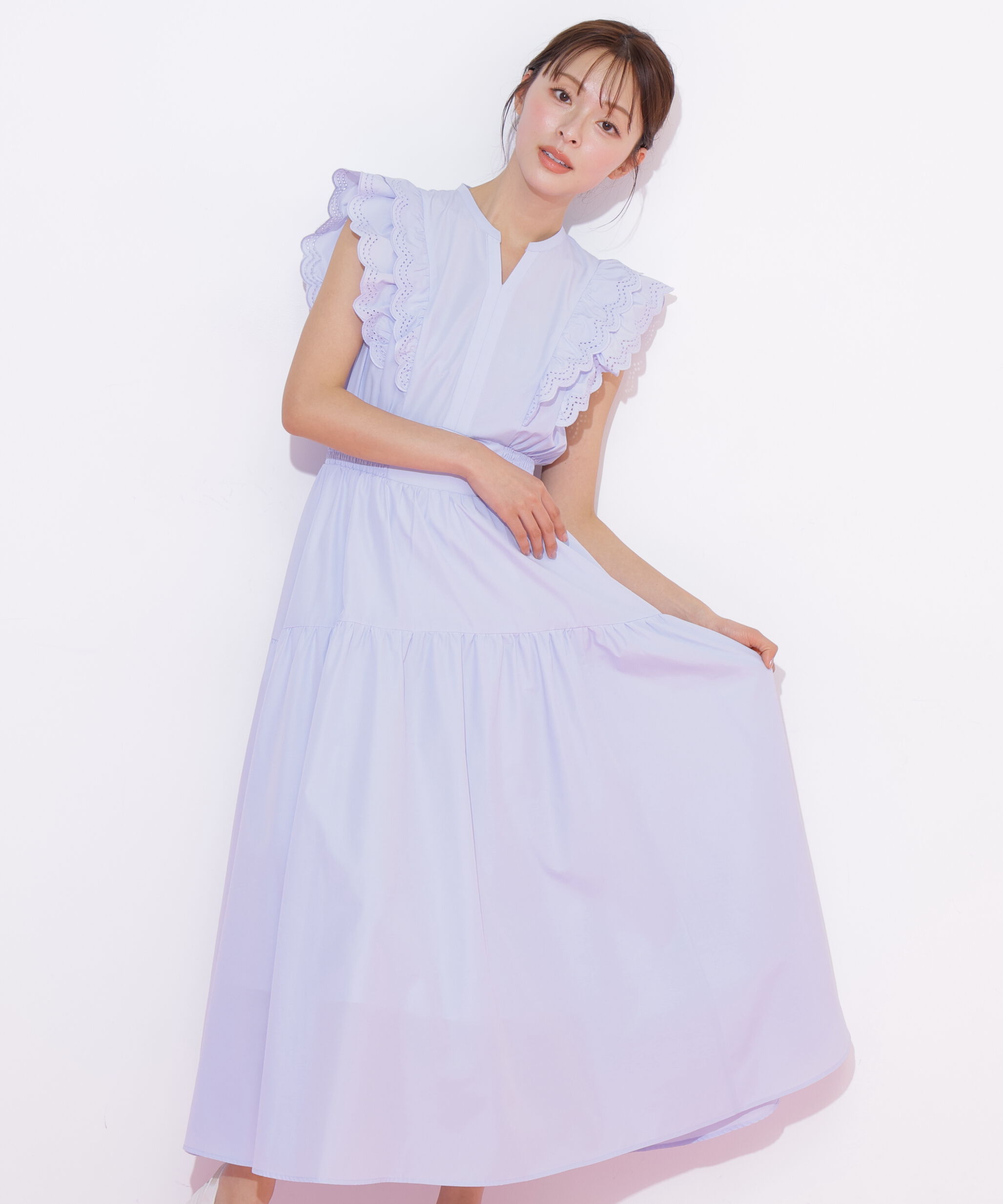  「カットワークカラーワンピース」|ワンピース|