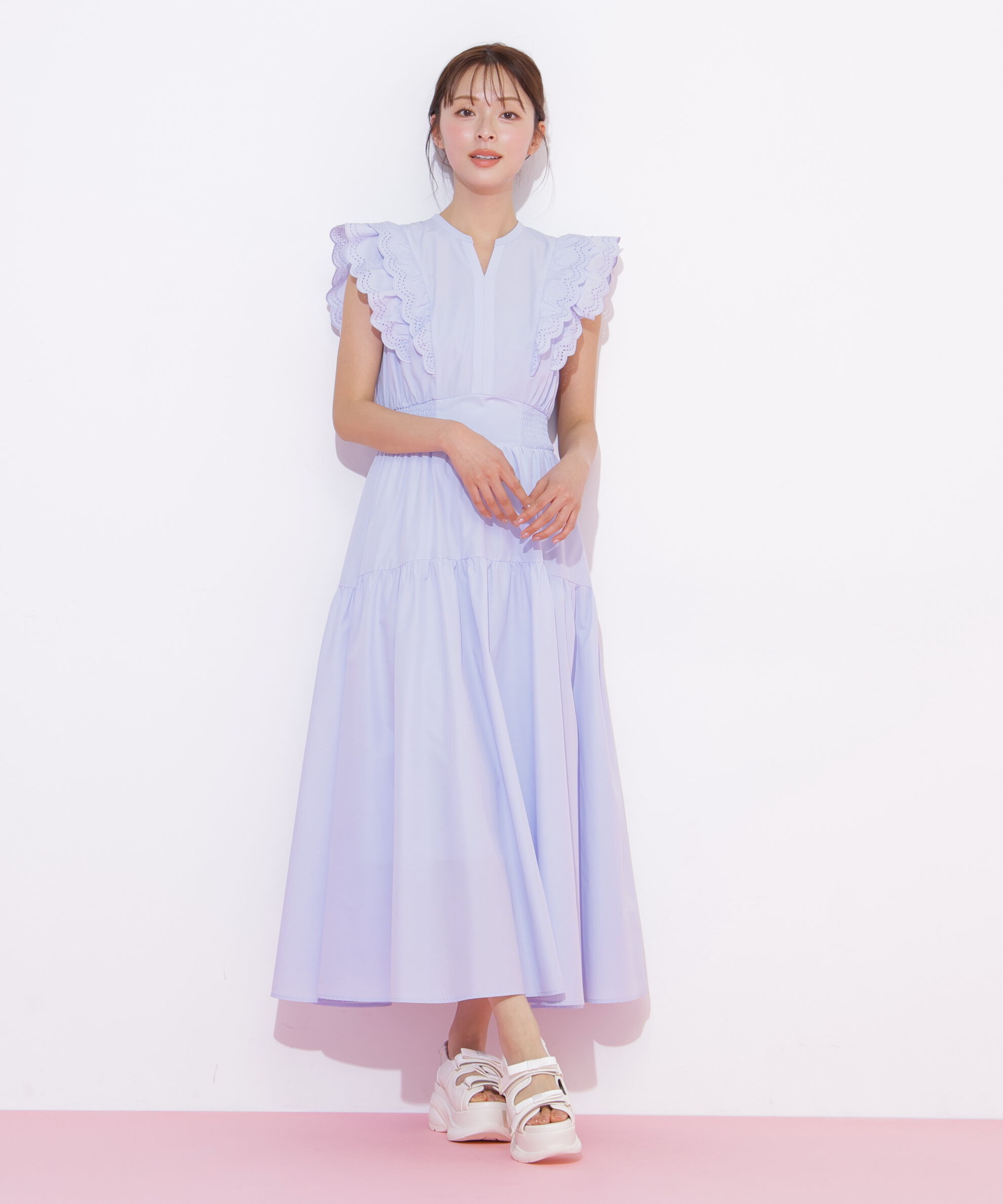  「カットワークカラーワンピース」|ワンピース|