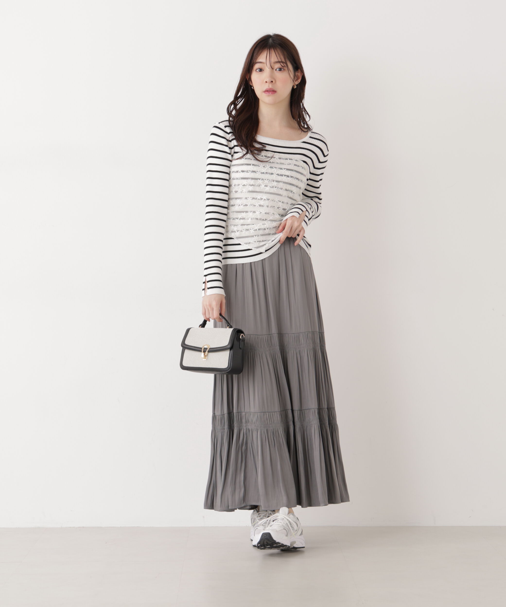 PROPORTION BODY DRESSING「《EDIT COLOGNE》ランダムギャザースカート　26SS」|スカート|チャコール2