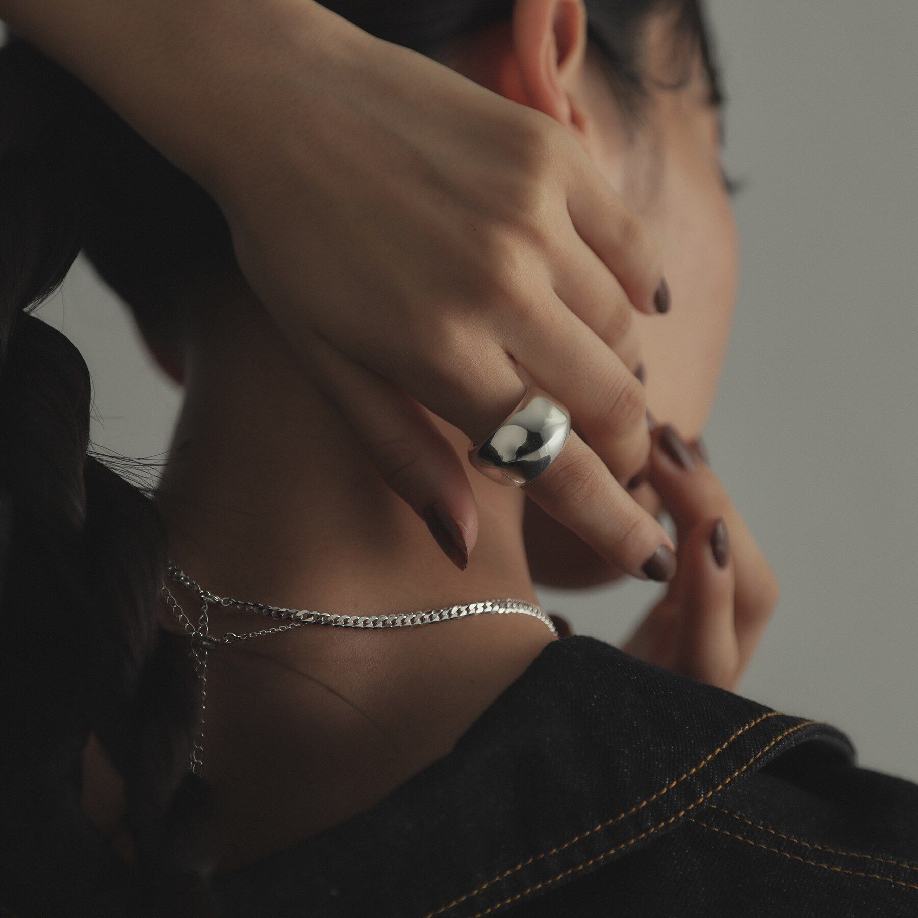 COCOSHNIK ONKITSCH「シルバー スラントリング」|リング|