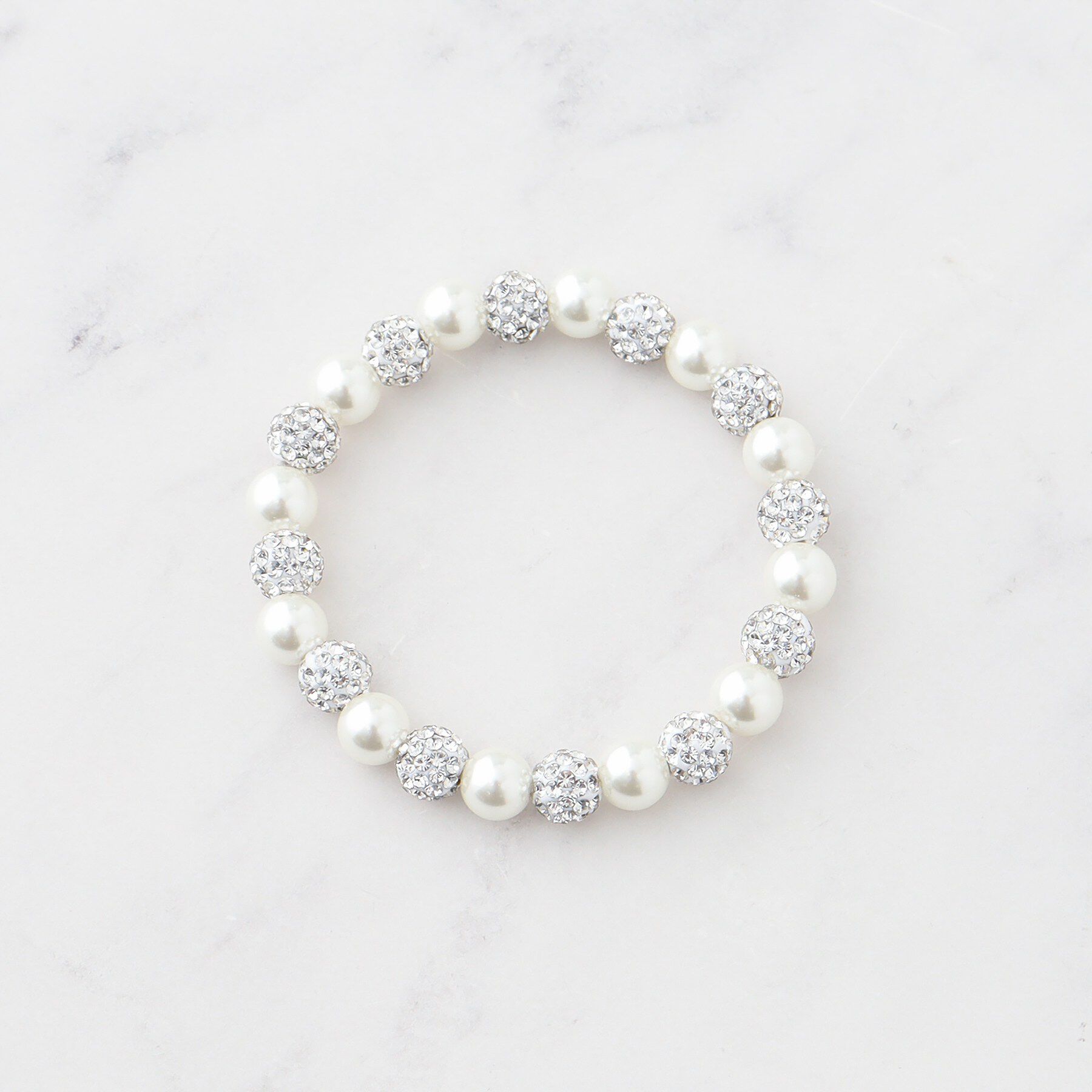 SHOO･LA･RUE「パヴェボールフェイクパールゴムブレス」|ブレスレット・バングル|アイボリー(004)