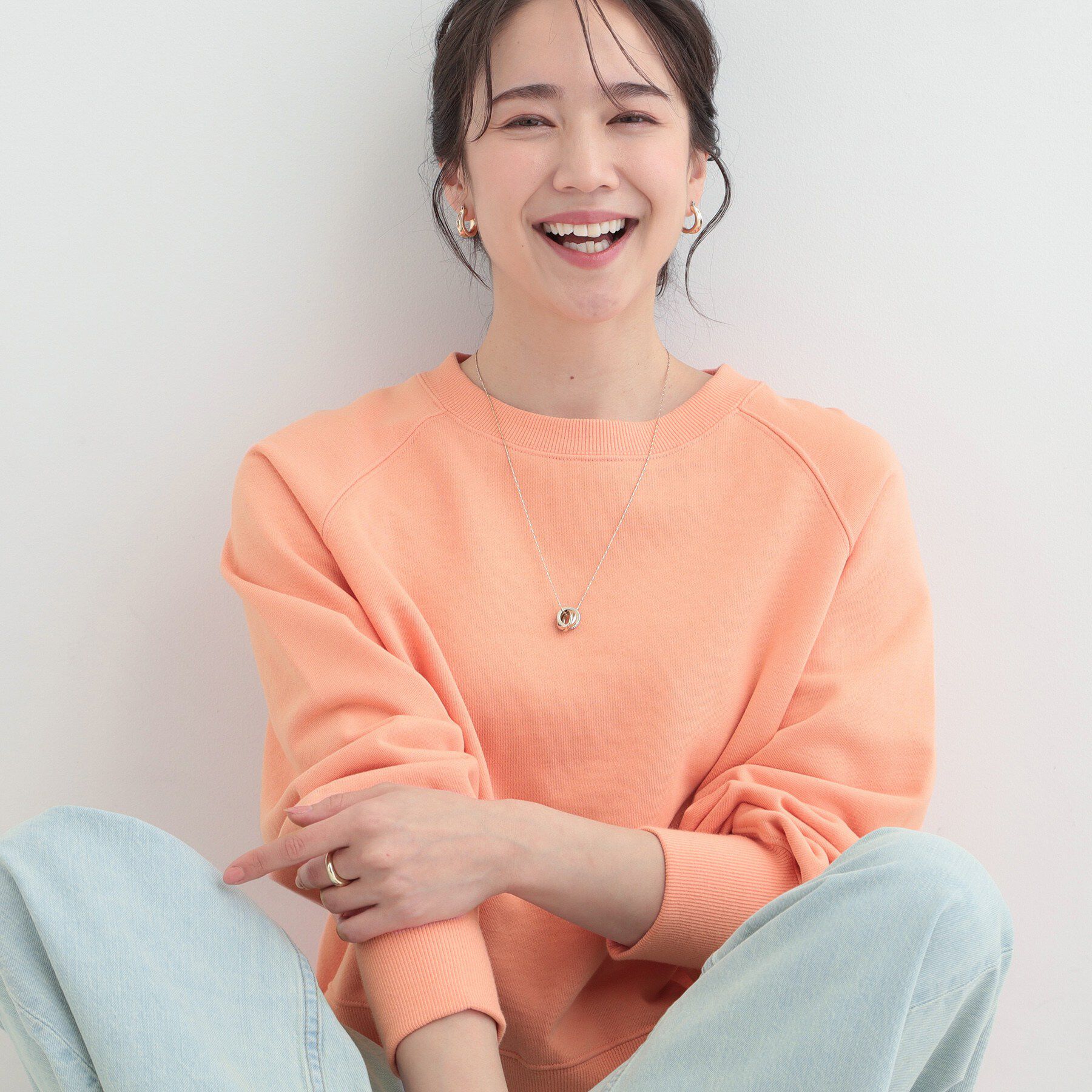 SHOO･LA･RUE「MIX調 シンプルラグランスウェット」|パーカー|オレンジ(065)