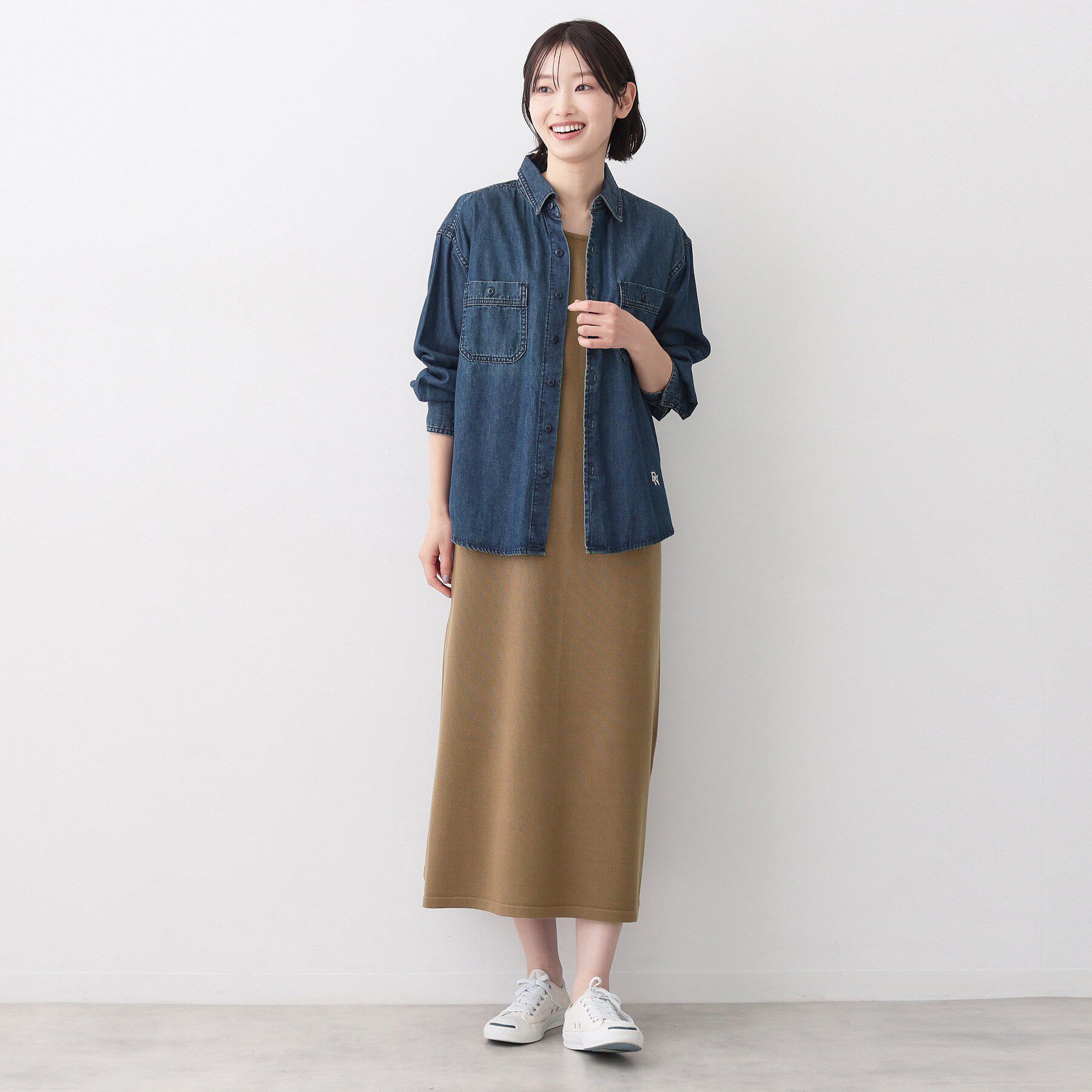 Dessin「【2点セット・洗える】ニットカーディガン&times;ノースリーブワンピース」|ワンピース|