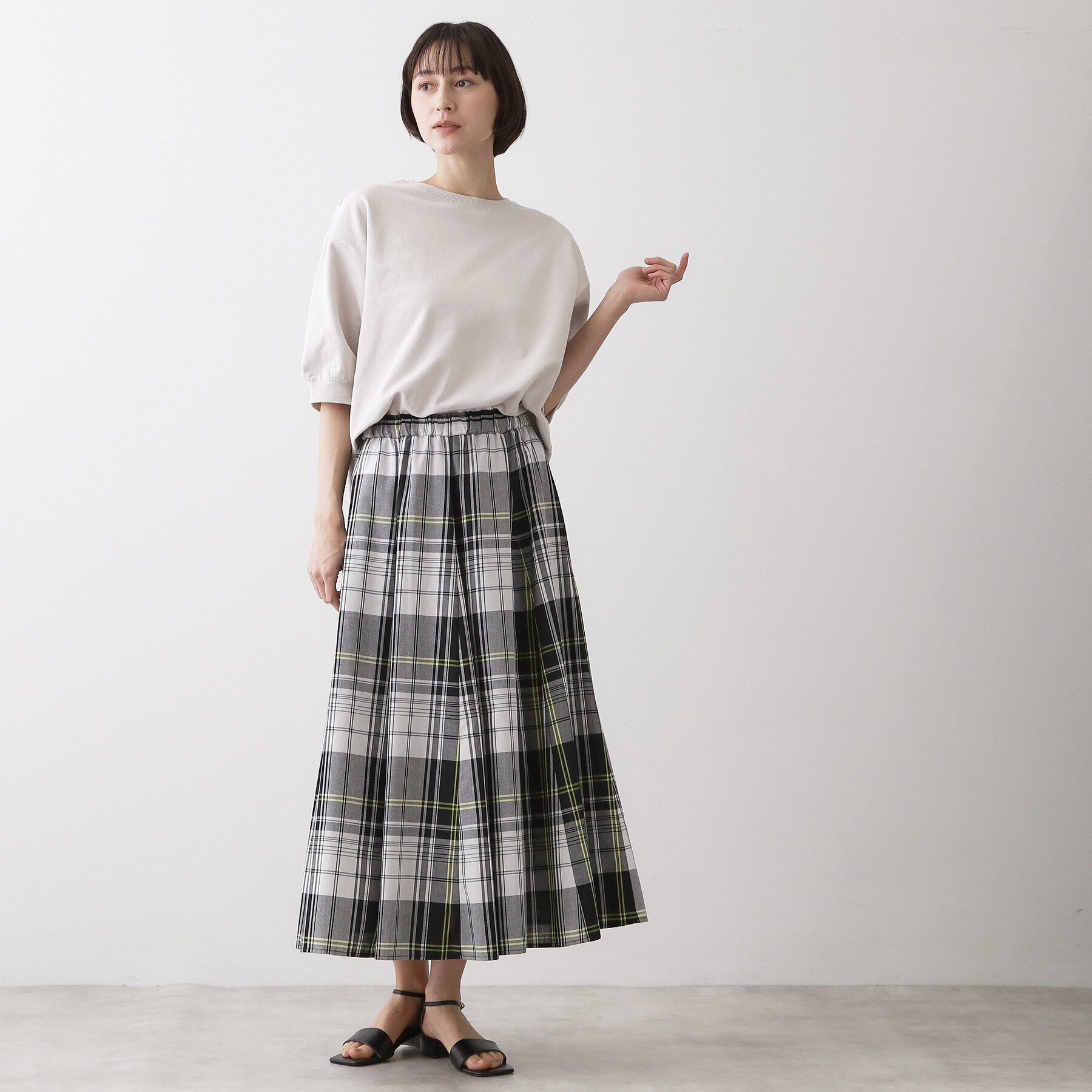 Dessin「【ウエストゴム/洗える】映えチェック柄スカート」|スカート|