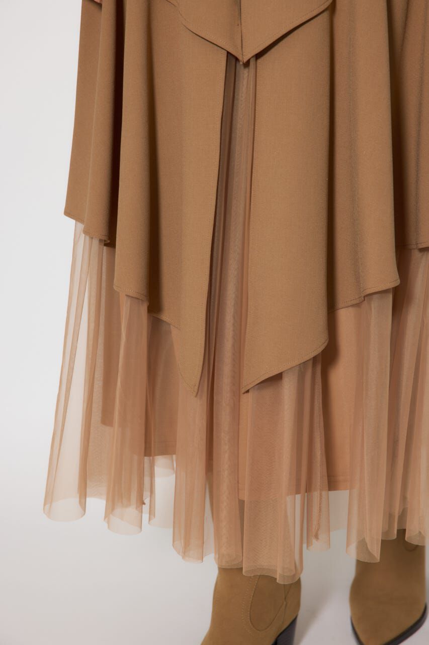 rienda「チュールレイヤードラッフルジャストウエストスカート」|スカート|