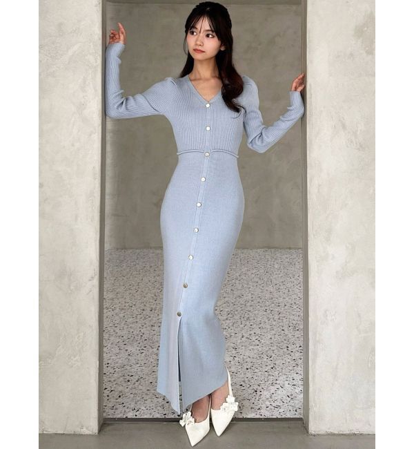 RESEXXY「ゴールドボタンタイトニットワンピース」|ワンピース|