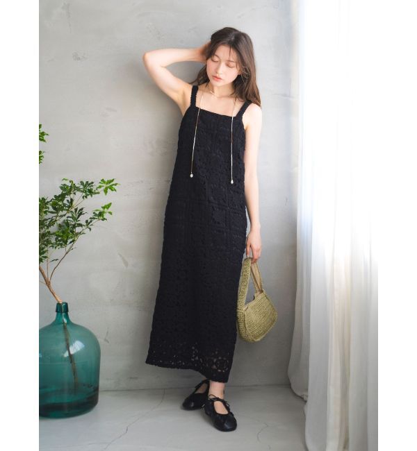 Ungrid「透かし編みレースキャミワンピース」|ワンピース|
