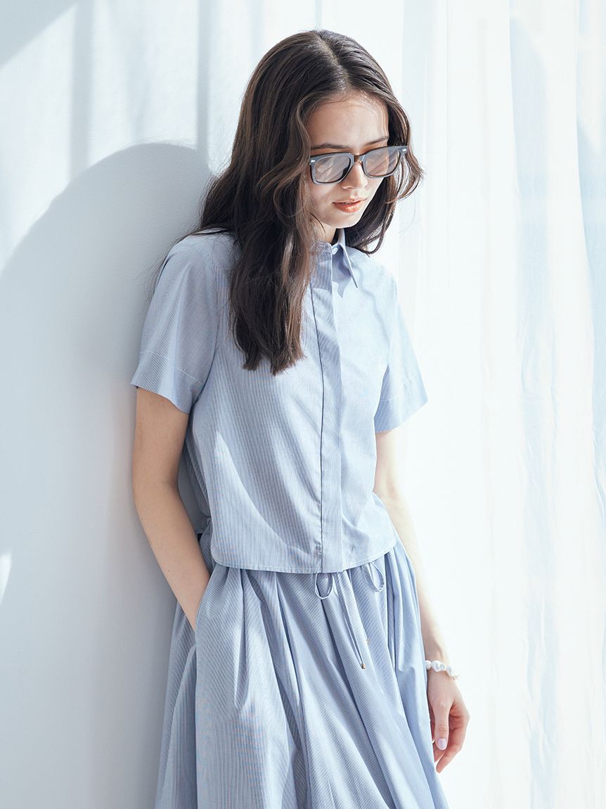 Mila Owen「ストライプセパレートバルーンシャツワンピース」|ワンピース|