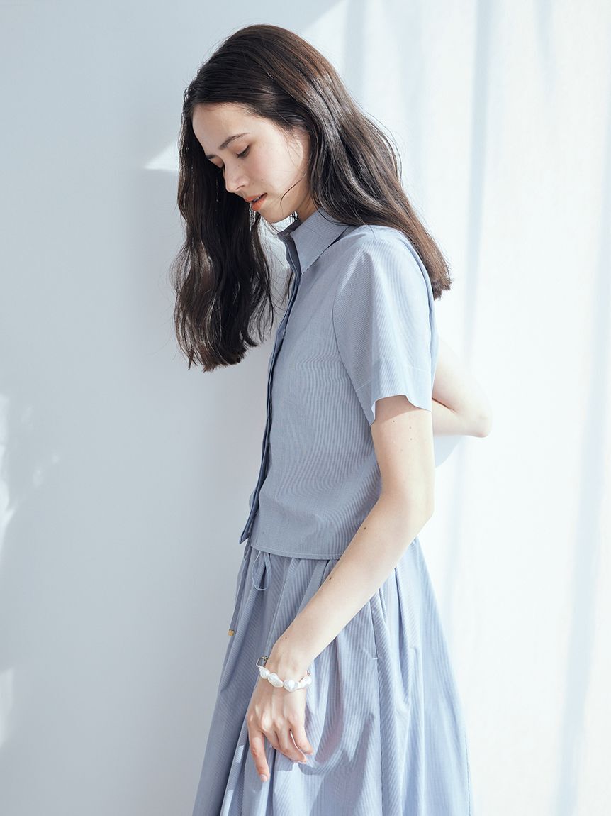 Mila Owen「ストライプセパレートバルーンシャツワンピース」|ワンピース|