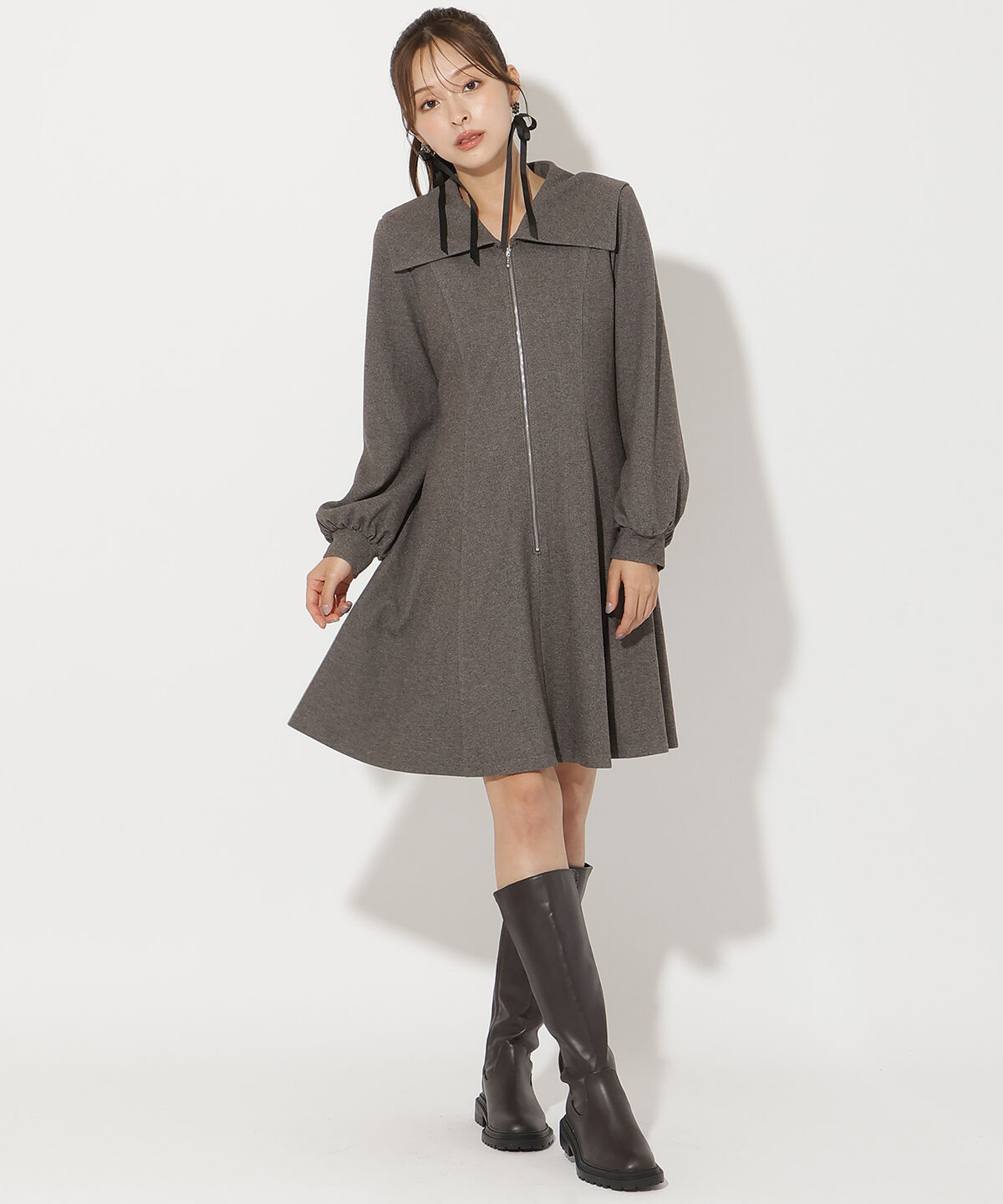 アンドクチュール「センターZIPミニワンピース」|ワンピース|