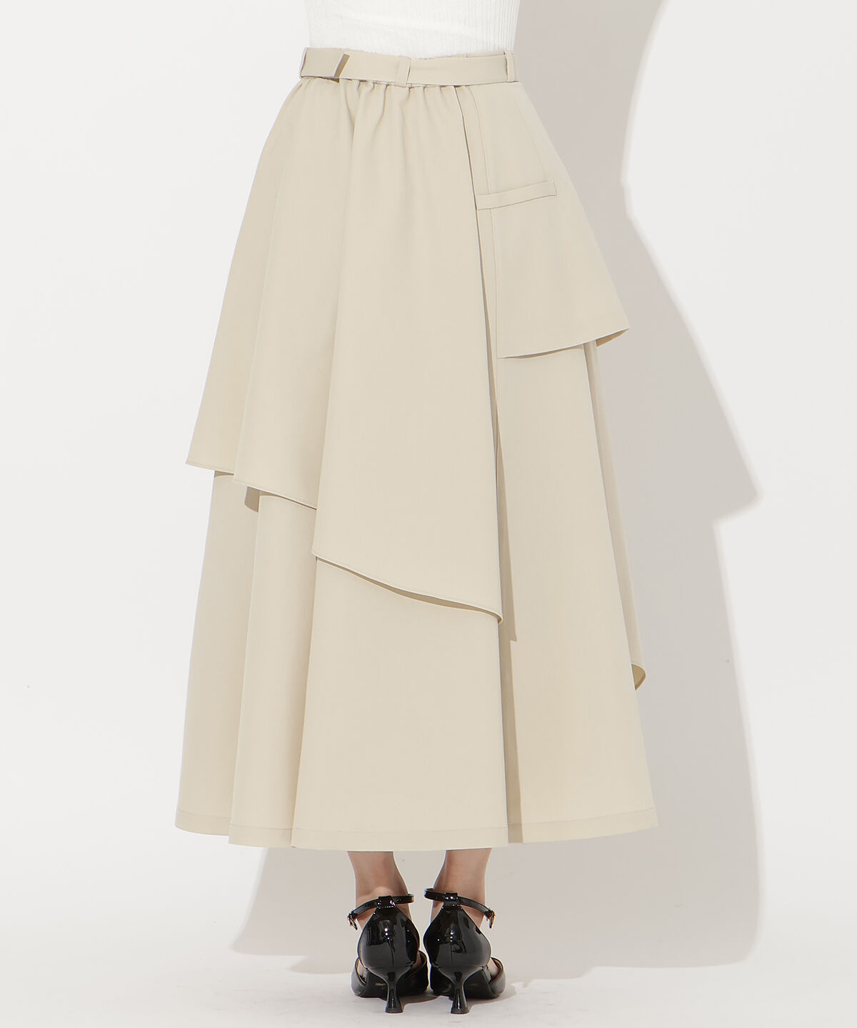 アンドクチュール「ベルト付きレイヤードデザインフレアスカート」|フレア|