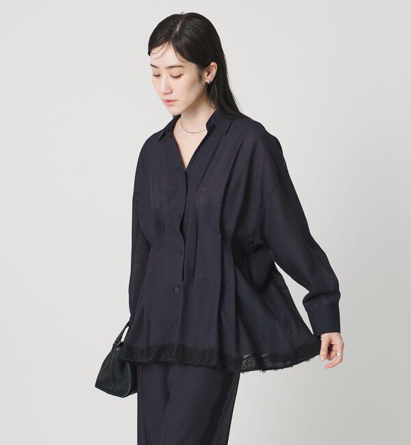 UNITED ARROWS「レースコンビ スキッパー ブラウス」|シャツ・ブラウス|