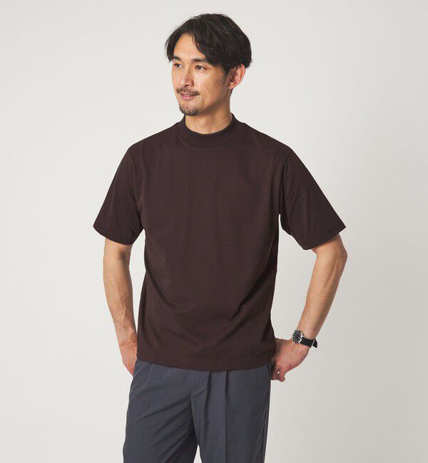 UNITED ARROWS green label relaxing「【WEB限定】JUST fit デイリー モック 半袖 Ｔシャツ カットソー -吸水速乾・抗菌-」|Tシャツ・カットソー|DK.BROWN