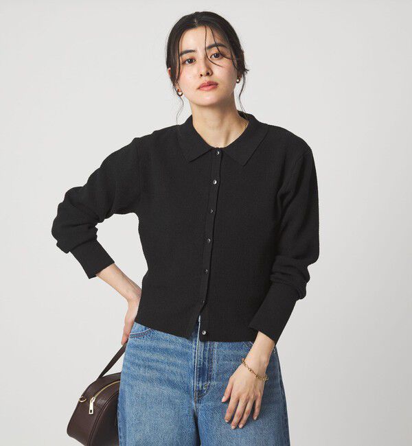 UNITED ARROWS green label relaxing「ブークレ ポロカーディガン ウォッシャブル」|カーディガン|BLACK