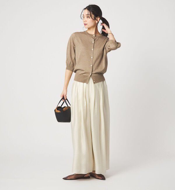 UNITED ARROWS green label relaxing「ラメ フォルム ハーフスリーブ ニット カーディガン ウォッシャブル」|カーディガン|