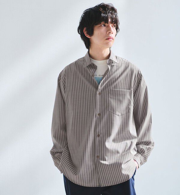 UNITED ARROWS green label relaxing「ウォッシャブル トロ パターン ジャストルーズ シャツ -ストレッチ-」|シャツ・ブラウス|DK.BROWN