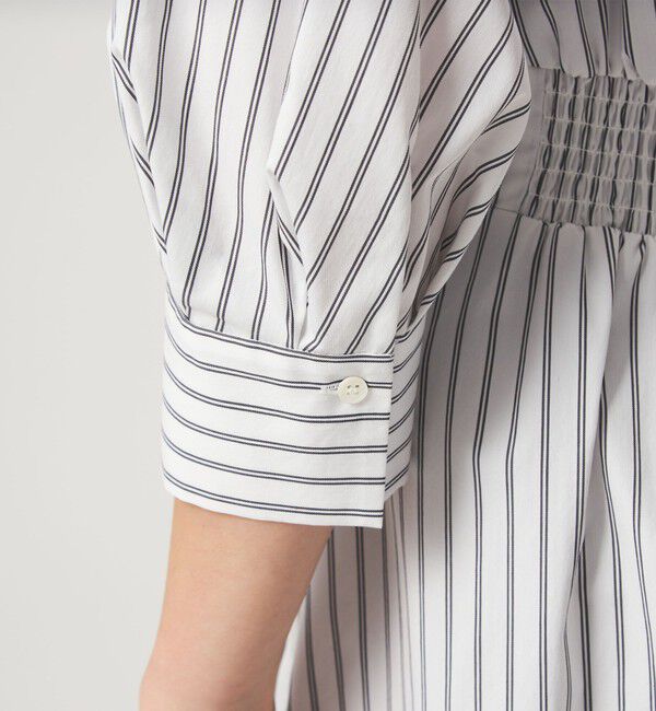 UNITED ARROWS green label relaxing「シャツ襟 フィット＆フレア タック 5分袖 ワンピース」|ワンピース|