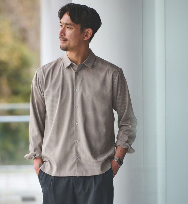 UNITED ARROWS green label relaxing「【WEB限定】JUST fit エアリー ストライプ シャツ」|シャツ・ブラウス|MD.GRAY