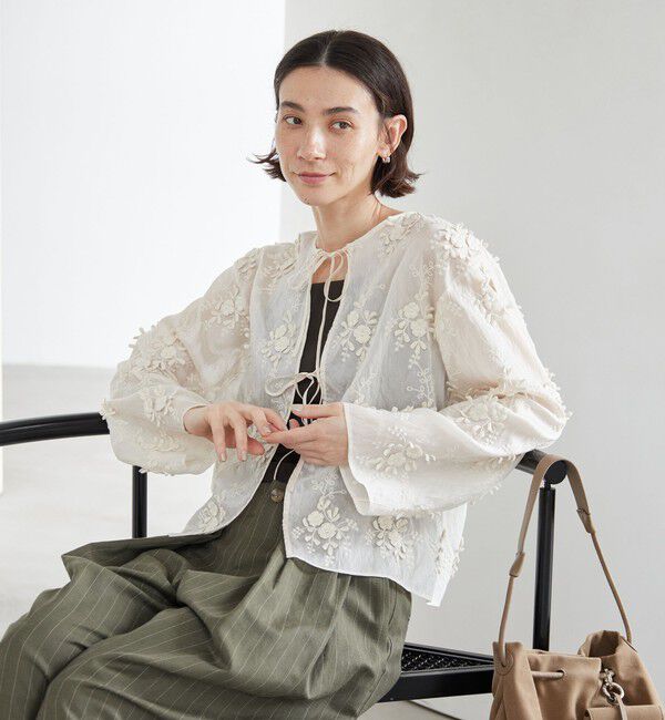 BEAUTY&YOUTH UNITED ARROWS「セルロースナイロン エンブロイダリーシャツ 2WAY」|シャツ・ブラウス|