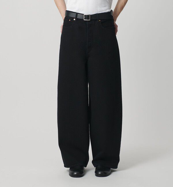 MONKEY TIME「デニム シンチ バックル スーパー バギー パンツ」|チノ|BLACK
