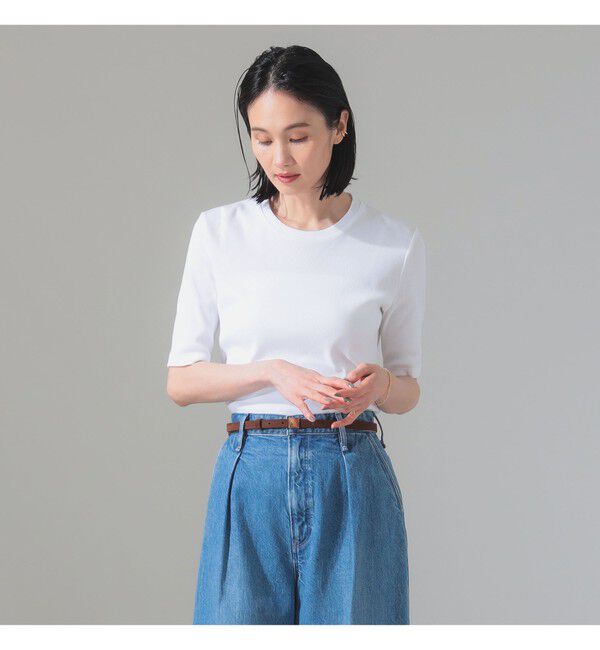 Demi-Luxe BEAMS 「【別注】スタイリスト佐藤佳菜子 &times; SLOANE / クルーネック リブTシャツ」|Tシャツ・カットソー|