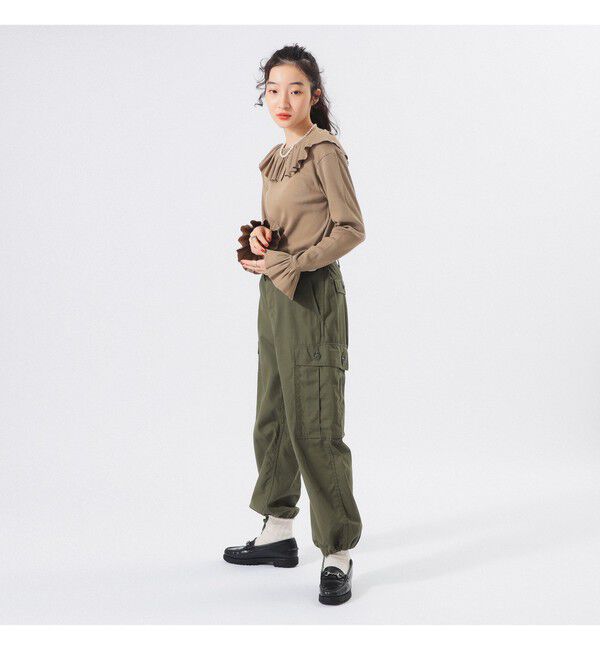 BEAMSBOY「リブ フリル ギャザー ロングスリーブ」|Tシャツ・カットソー|