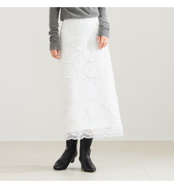 Demi-Luxe BEAMS 「スカラレース タイトスカート」|スカート|WHITE