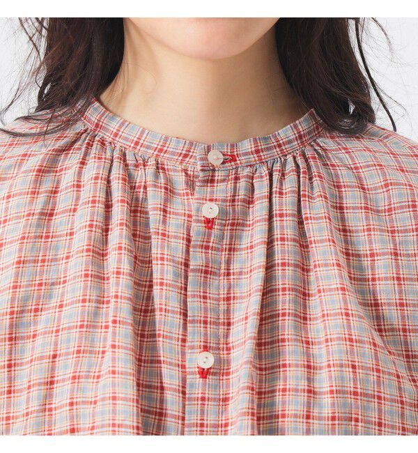 BEAMSBOY「リネン チェック スモック シャツ」|シャツ・ブラウス|