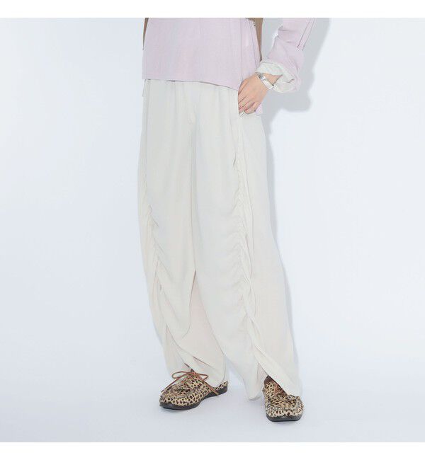 BEAMSBOY「maturely / リサイクル アムンゼン シャーリング アンド スリット パンツ」|チノ|IVORY