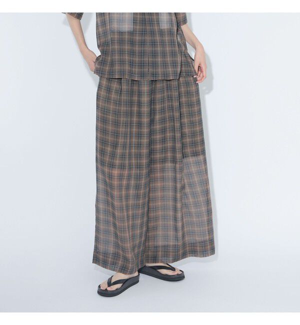 BEAMSBOY「maturely / ボイル チェック ワイド イージー」|チノ|BROWN