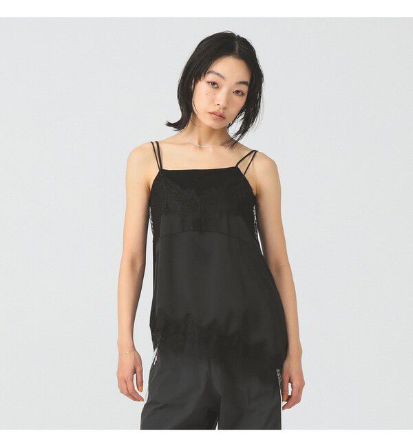 Ray BEAMS 「レース トリム サテン キャミソール」|シャツ・ブラウス|BLACK