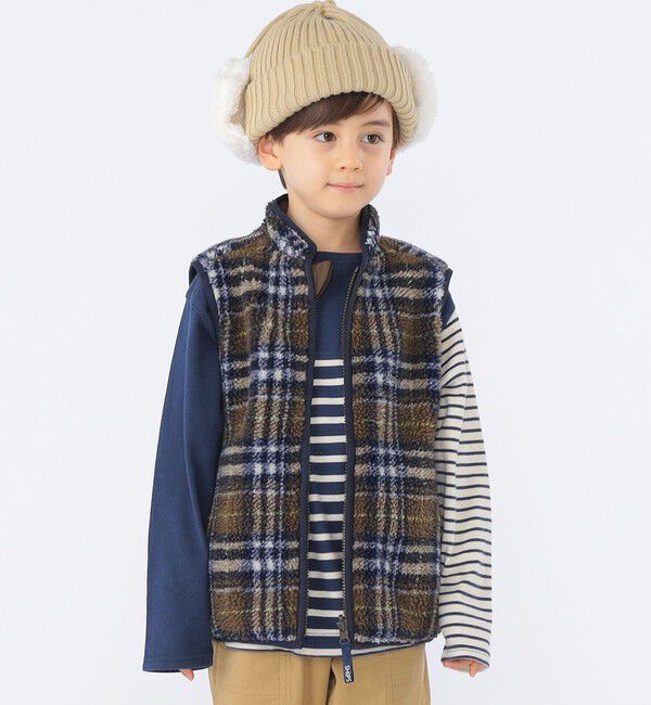 SHIPS KIDS「SHIPS KIDS:100～130cm /〈撥水/手洗い可能〉ボア リバーシブル ベスト」|ダウンベスト・ベスト|