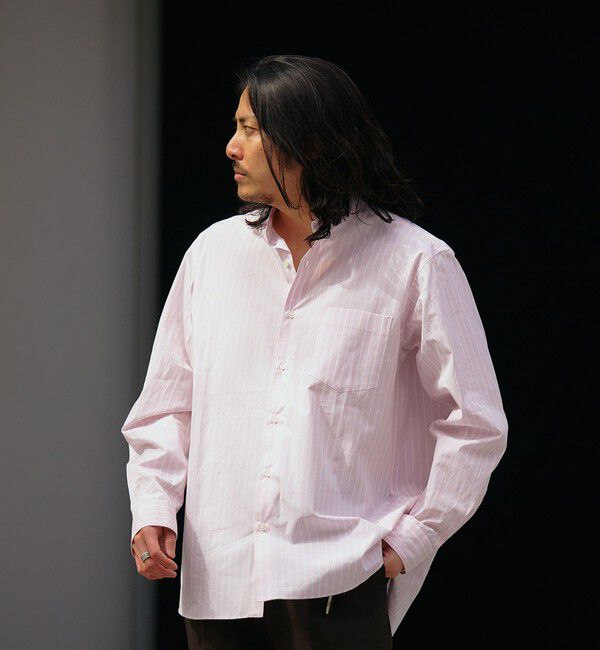 SHIPS「SHIPS: バンドカラー スーピマ コットン ポプリン ストライプ 長袖 シャツ」|シャツ・ブラウス|