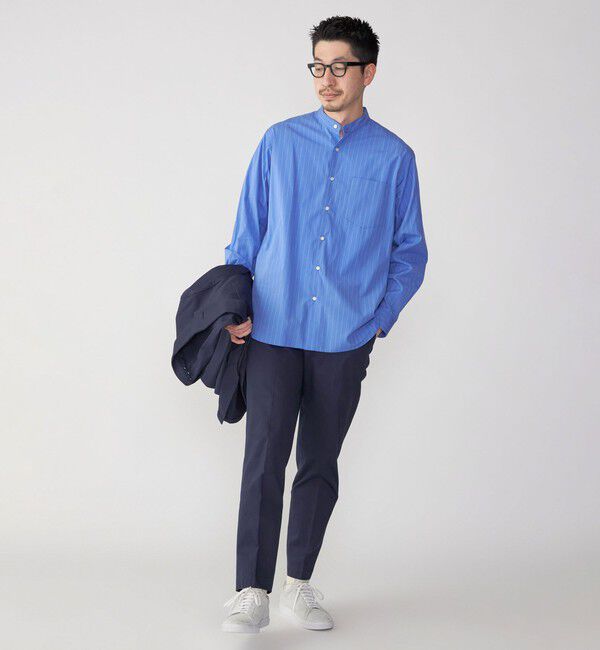 SHIPS「SHIPS: バンドカラー スーピマ コットン ポプリン ストライプ 長袖 シャツ」|シャツ・ブラウス|