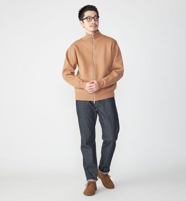 SHIPS「SHIPS: 〈手洗い可能〉 ダブルフェイス コットン カシミヤ スタンドジップ ニット ブルゾン」|カーディガン|