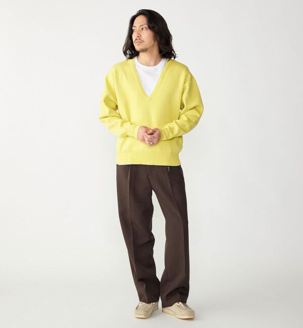 SHIPS「SHIPS: ダブルフェイス コットンカシミヤ Vネック 長袖 ニット」|ニット・セーター|