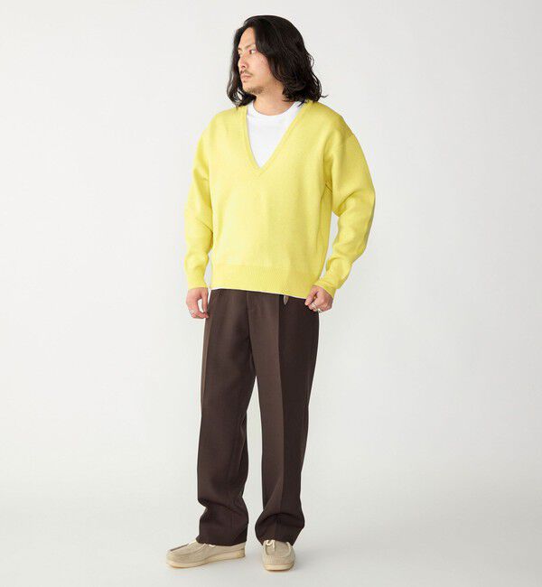 SHIPS「SHIPS: ダブルフェイス コットンカシミヤ Vネック 長袖 ニット」|ニット・セーター|