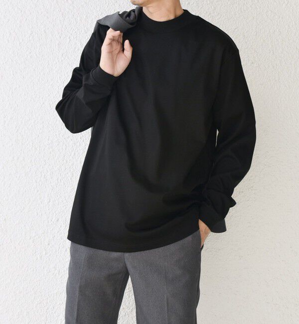 SHIPS any「SHIPS any: スムースコットン モックネック Tシャツ (ロンT)◇」|Tシャツ・カットソー|ブラック