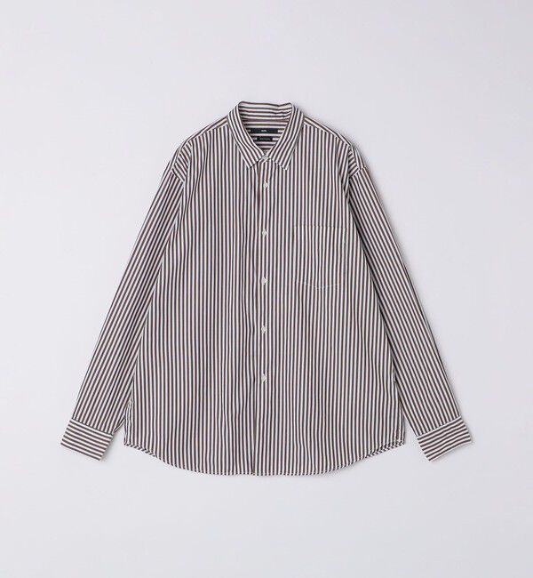 SHIPS「SHIPS: レギュラーカラー ベーシック ロングスリーブ シャツ 〈ストライプ/ギンガムチェック〉」|シャツ・ブラウス|ブラウン