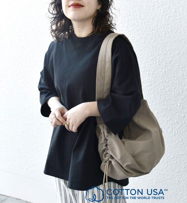 SHIPS any「SHIPS any: COTTON USA ドルマン サイド ポケット Tシャツ 24SS◇」|Tシャツ・カットソー|ブラック