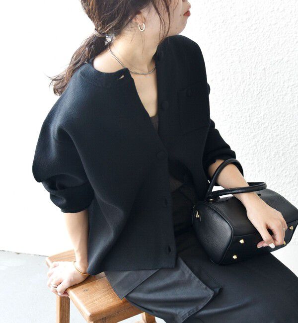 SHIPS any「SHIPS any: ミラノリブ ノーカラー ニット ジャケット カーディガン」|カーディガン|