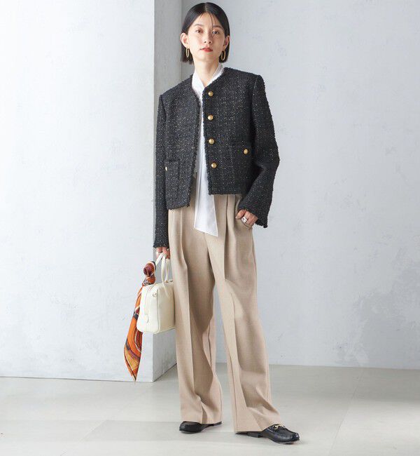 SHIPS for women「GIOLICA: ツイード ノーカラー ジャケット」|ノーカラージャケット|