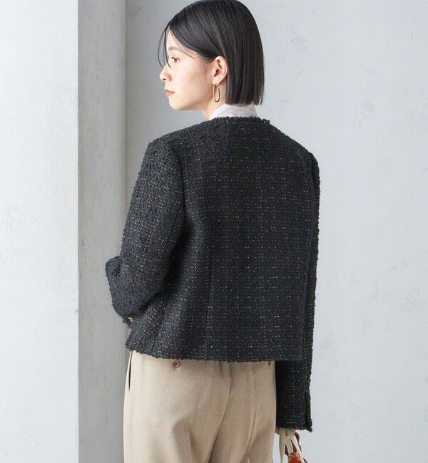 SHIPS for women「GIOLICA: ツイード ノーカラー ジャケット」|ノーカラージャケット|