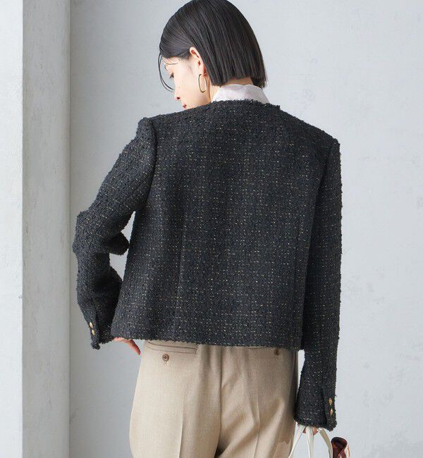 SHIPS for women「GIOLICA: ツイード ノーカラー ジャケット」|ノーカラージャケット|