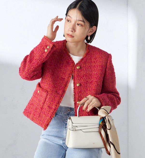 SHIPS for women「GIOLICA: ツイード ノーカラー ジャケット」|ノーカラージャケット|