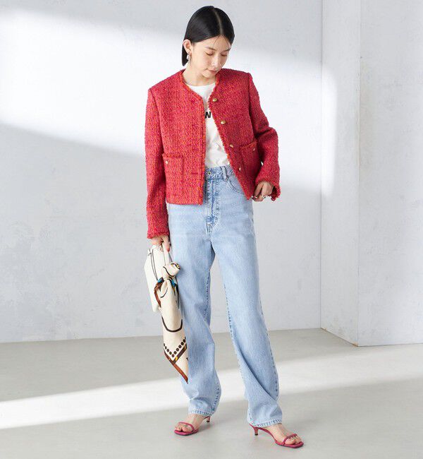 SHIPS for women「GIOLICA: ツイード ノーカラー ジャケット」|ノーカラージャケット|