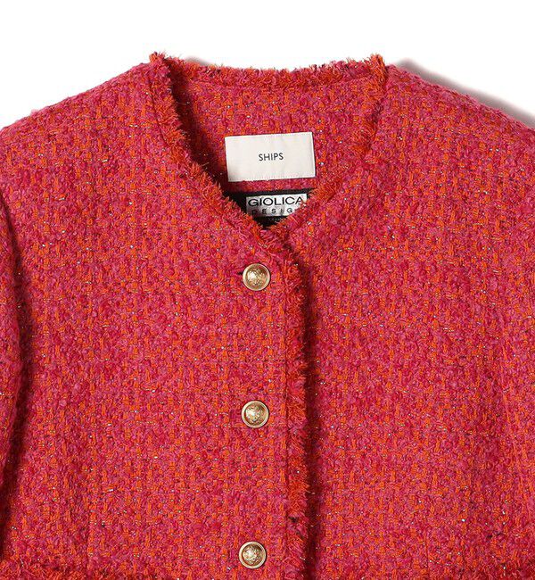 SHIPS for women「GIOLICA: ツイード ノーカラー ジャケット」|ノーカラージャケット|