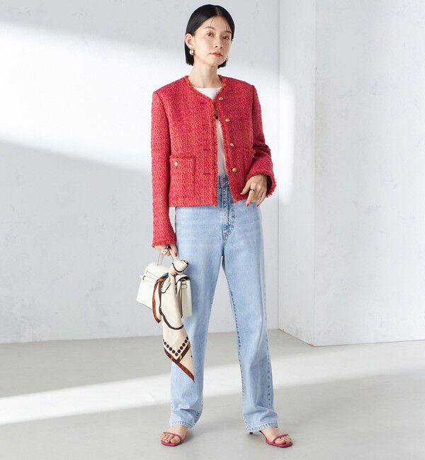 SHIPS for women「GIOLICA: ツイード ノーカラー ジャケット」|ノーカラージャケット|